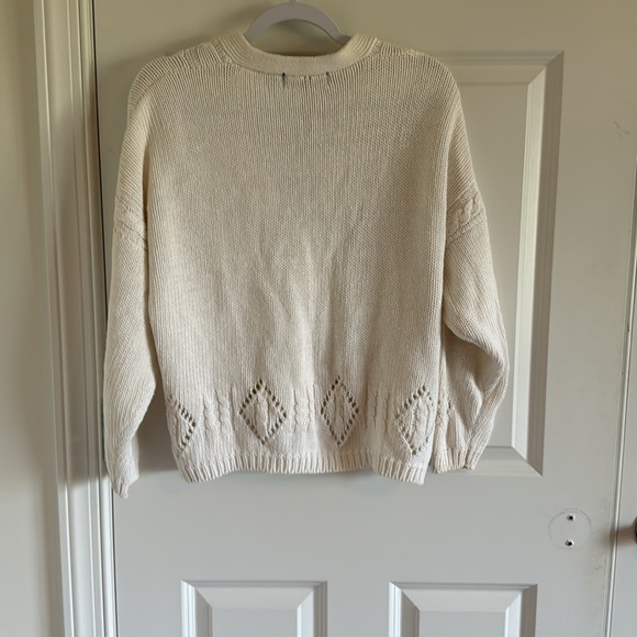 Outback Red Cream Colored Cableknit V-Neck Cardigan Size Medium - Picture 5 of 5